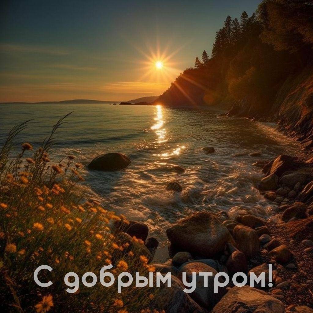 Живописный пейзаж побережья, рассвет и волны