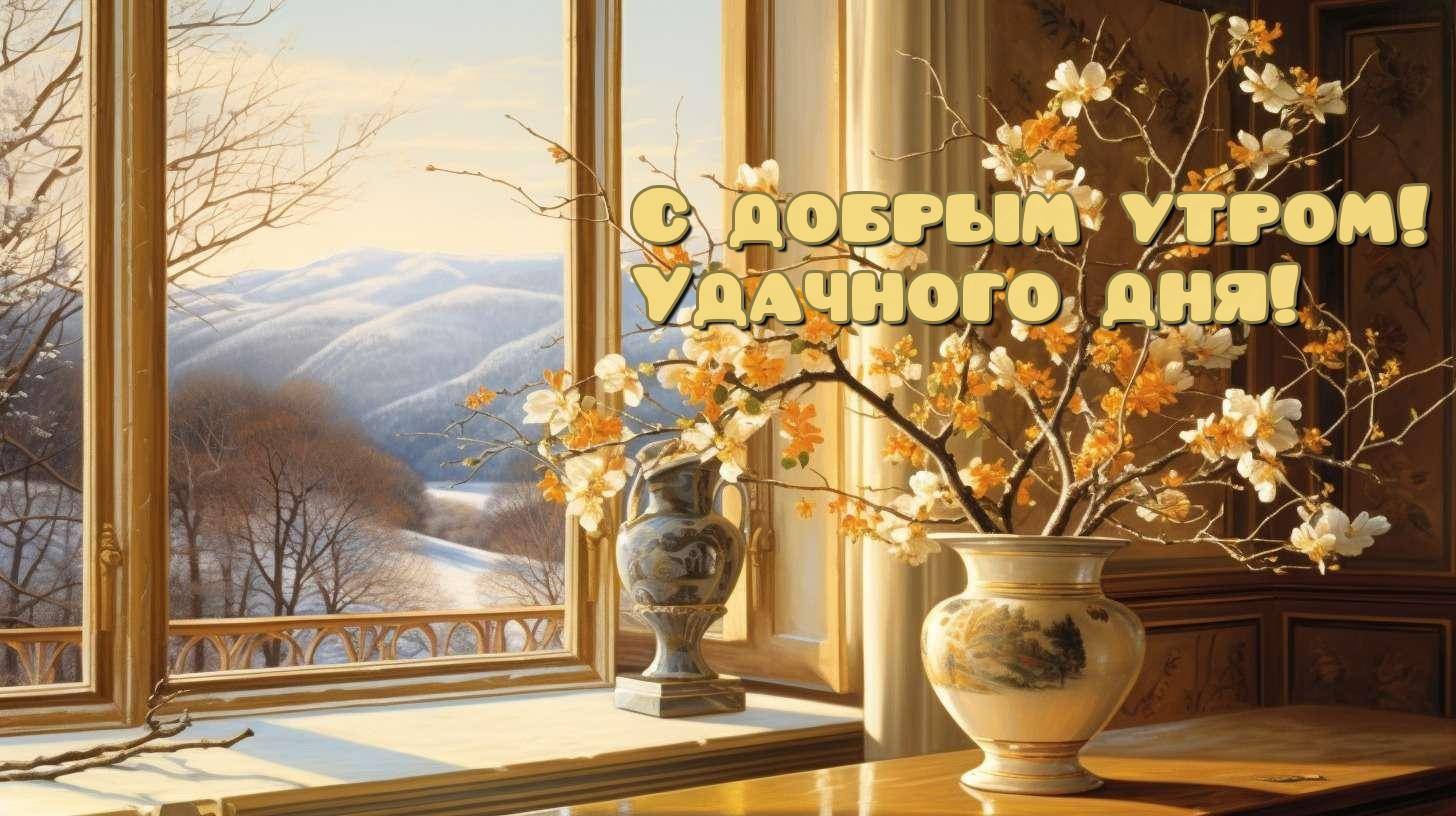 Золотое утро в окружении цветущей красоты и заснеженных вершин.